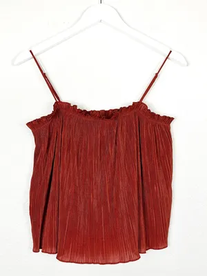 Madewell Pleated Ruffled Nicole Plisse Rust Camisole Swing Top Size S thumbnail 2