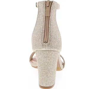 TOP MODA Hannah Ankle Strap High Heel Block champagne gold sparkly women’s 6 EUC thumbnail 5