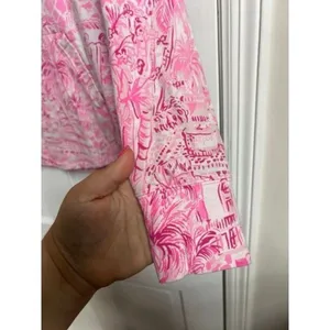 Lilly‎ Pulitzer Skipper Popover Half-Zip Top Paradise Pink Rule Breakers Size XS thumbnail 4
