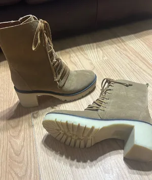 INA Mi.im Tan Suede Lace-Up Chunky Heel Ankle Boots thumbnail 1