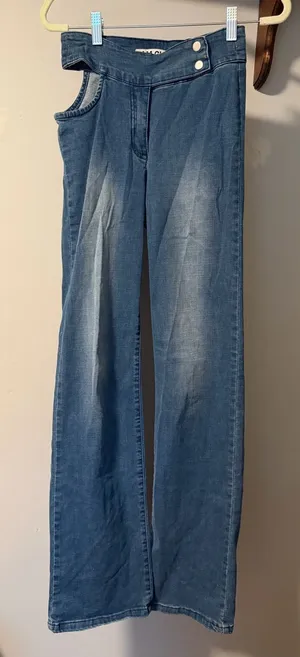 I.AM.GIA Drew Jeans S Blue Cutout Waist Straight Leg Y2K Denim thumbnail 1