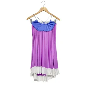 Calypso Christiane Celle Purple Colorblock Ruffle‎ Halter Mini Dress XS thumbnail 7