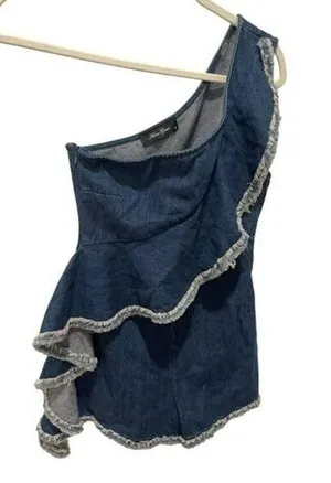 Anna Grace Denim Romper thumbnail 1