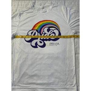 Pride T-Shirt LGBTQ Women's Small White Rainbow Athletic thumbnail 2
