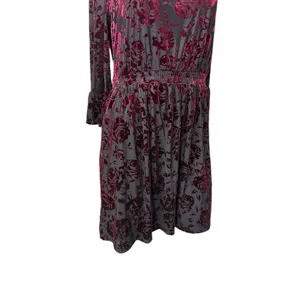Modcloth Very Visionary Red Velvet Dress Burnout Large Bell Sleeve Edwardian thumbnail 8