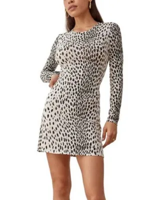 Reformation Kenmare Long Sleeve Knit Minidress In Cheetah Print New Size Medium thumbnail 9