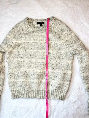 J CREW Merino Wool Blend Striped Crewneck Mohair Gray & White Long Sleeve XS thumbnail 4