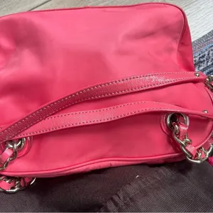 Kate Spade Vintage Jasmine Nylon Satchel Bag Orange Double Gold Chain Purse thumbnail 16