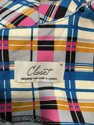 Closet Multicolor Plaid Midi Dress with Blue Belt thumbnail 5