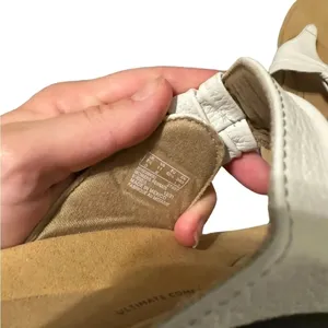 🤍 Clarks Women’s Laurieann Rae Leather Thong Sandals‎ White Sz 11 🤍 thumbnail 5