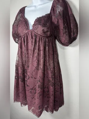 Altar’d State Vivika Lace Babydoll Mini Dress Size Small thumbnail 6