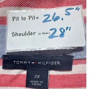 Tommy Hilfiger Womens Striped Knit Top Boat Neck‎ Button Detail Size 2X thumbnail 3