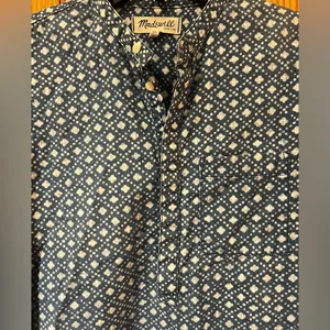 Madewell Chambray Blue & White Floral‎ Stamp Popover Tunic Top Shirt Size XS thumbnail 4