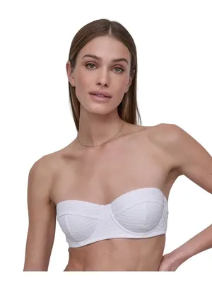DKNY Textured Molded Balconette Bikini Swim Top DIMTS470 White L thumbnail 6