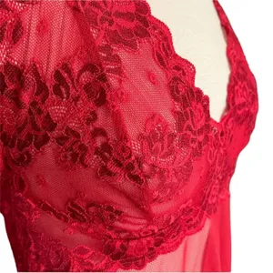 Victoria's Secret Red Lace Halter Slip Dress, Size L thumbnail 2