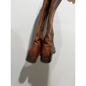 Frye Melissa Cognac Brown Leather‎ Button Logo Tall Riding Boots Women's 6B READ thumbnail 10