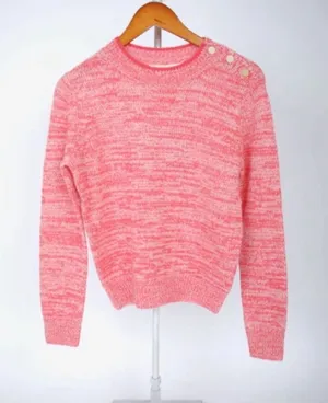 Vanessa Bruno Jaslin Marled Pink Sweater Button Shoulder‎ Baby Alpaca Size S thumbnail 1