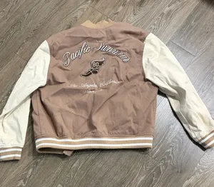 Pacific Sunwear Tan and Cream Embroidered Varsity Back thumbnail 1