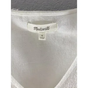 Madewell White V Neck Textured Tie Front Top thumbnail 7