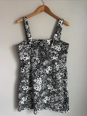 Tuckernuck Hyacinth House Black & White Denim Floral Gaia Mini Dress Large thumbnail 4
