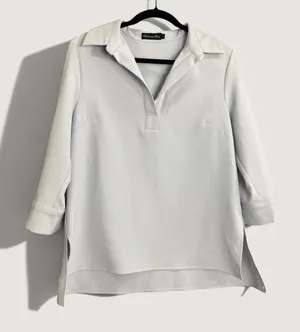 Estelle and Finn Light Gray Tunic Top Women's Size Small 3/4 Sleeve Made in NY thumbnail 1