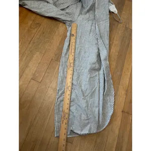 Japna Grey White Striped Tie Front Wide Leg Slit Jumpsuit Size M 100% cotton thumbnail 8