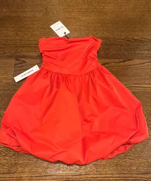 Princess Polly Crotoy Strapless Bubble Hem Mini Dress Red thumbnail 1