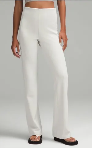 Lululemon Ribbed Softstreme Zip Leg Flared Pant in Bone NWOT thumbnail 1