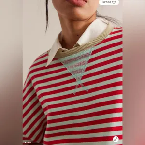 We The Free Free People Classic Striped Oversized Crewneck in Cherry Combo LARGE thumbnail 2