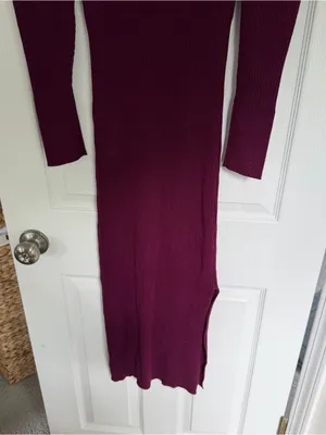 NWT Band Of Gypsies Maroon Ribbed Sweater Midi Dress Size Small thumbnail 10