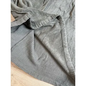 EUC Unisex Pottery Barn waffle weave resort robe Loden green size M thumbnail 10
