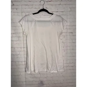 Garnet Hill Womens White Floral Embroidered Square Neck Cap Sleeve Tee XS‎ thumbnail 2