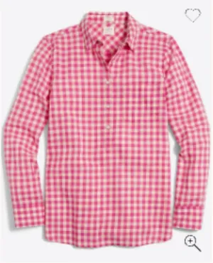 J. Crew Factory Women's Size Small Plaid Gauze Shirt in Boy Fit Buff Berry Pink thumbnail 1