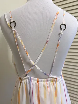 Charlotte Russe small White Striped Spaghetti Strap Ruffle Hem Maxi Dres thumbnail 3