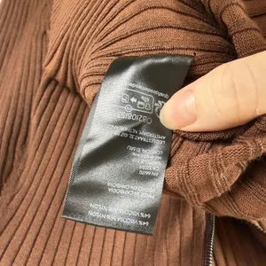 Maeve Anthropologie Brown Ribbed Fitted Half Zip Sweater Large Minimalist Layers thumbnail 7