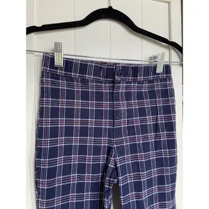Sky and Sparrow Womens Pants Sz XS Navy Blue Plaid Twill‎ Tapered thumbnail 7