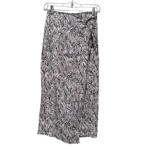 Mango Zebra Print Patterned‎ Midi Wrap Skirt Black White Size XS thumbnail 2