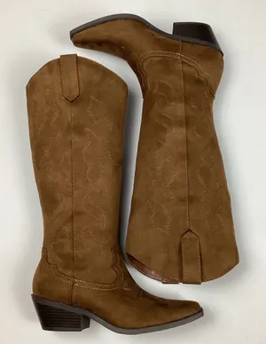 Soda Zahara Women’s Brown Western Cowgirl Knee-High Faux Suede Boots Size 6 NWOT thumbnail 1
