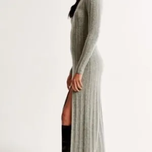 Abercrombie & Fitch Sweater Midi Dress Women Small Grey Ribbed Minimalist Luxury thumbnail 3