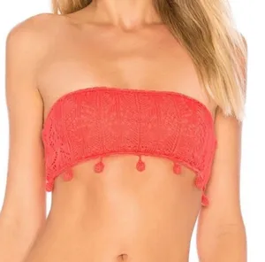 Tularosa Ever Knitted Bandeau Swim Bikini Top Pink (small) crochet beach thumbnail 1