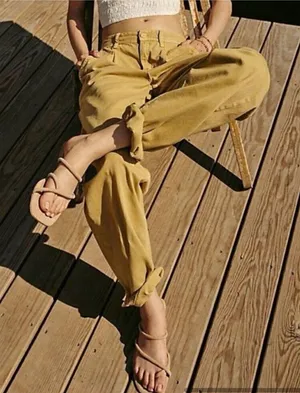 Free People Cya Later‎ Skate Barrel Trouser Pants in Khaki Size 0 thumbnail 1