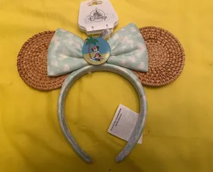 NWT 2024 Disney Parks Minnie Mouse Summer Tropical Palm Tree Rattan Ear Headband thumbnail 1