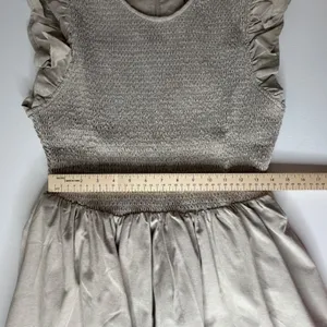NWT English Factory Smocked Ruffle Sleeve Dress Sz M‎ Beige Fit & Flare Neutral thumbnail 10