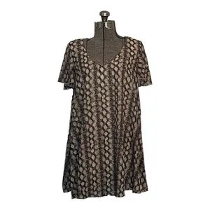 Show Me Your Mumu Shift Dress‎ Womens Medium Brown Snakeskin V-Neck Boho Animal thumbnail 3