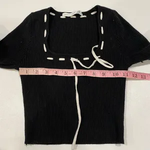 Altar’d State Black Ribbed Lace Up Cropped Sweater Top XS Coquette thumbnail 5