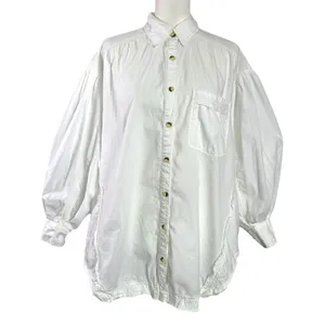 Free People Bohemian Preppy Oversized Happy Hour Solid Poplin Top White Medium thumbnail 13