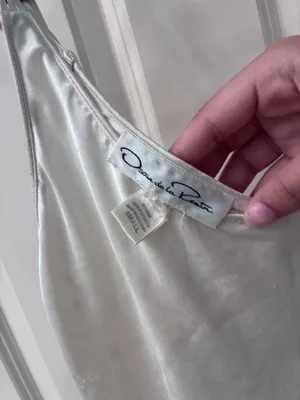 Oscar De La Renta Minimalist Cream White Maxi Slip Dress thumbnail 3