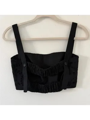 ZARA Whimsigoth Grunge Boho Embroidered Eyelet Open Back Crop top size small thumbnail 11