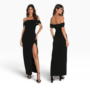 Lulus Enchanting Romantic Black Off-the-Shoulder Maxi Dress size Large NWT thumbnail 2