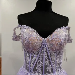 Sherri Hill 55500 Lilac Purple Tiered Ruffle Prom Gown sz 8 thumbnail 3